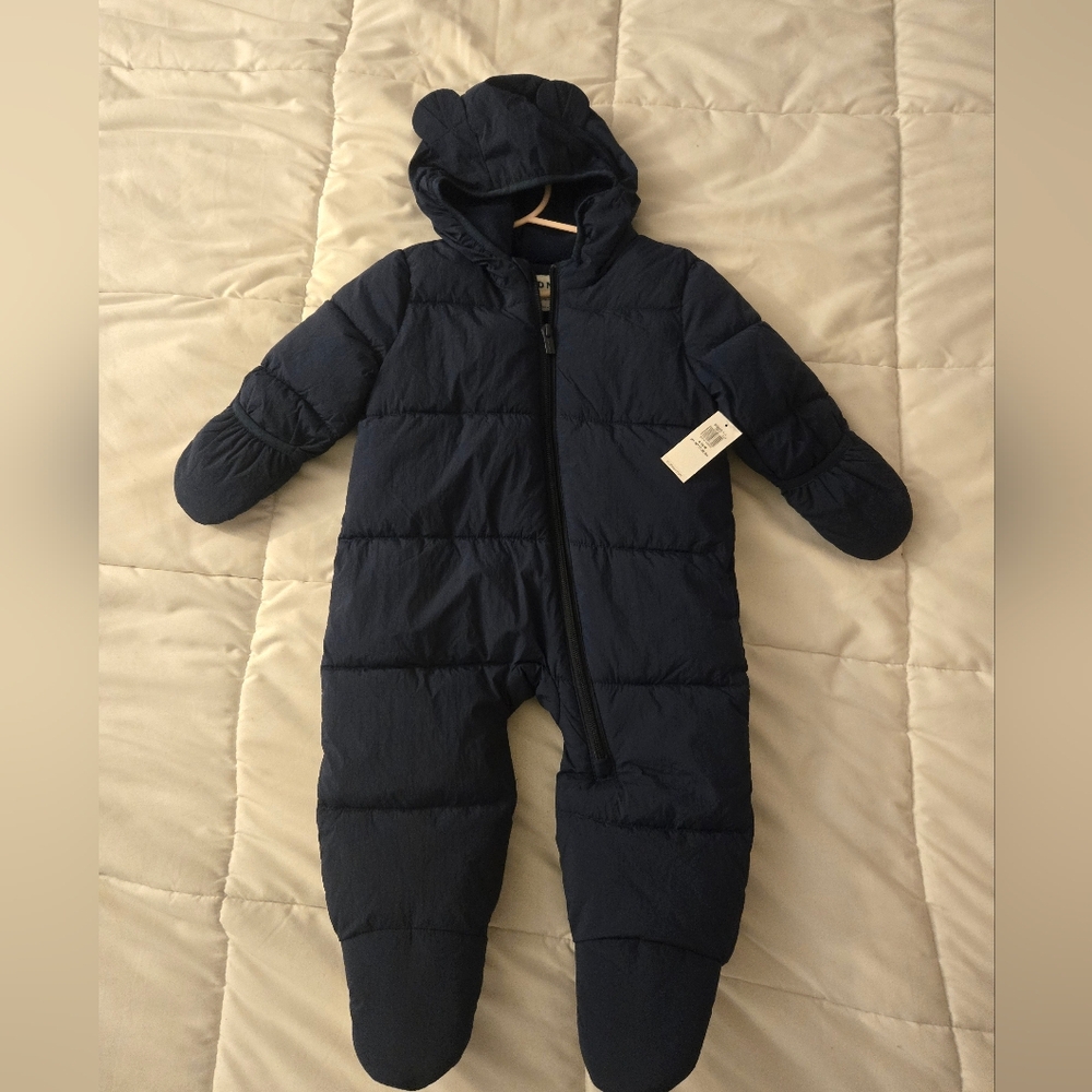 Navy Blue Hooded Baby Snowsuit